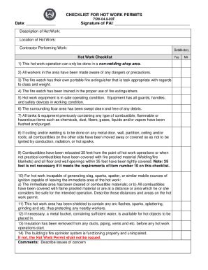 Image result for Hot Work Permit Checklist PDF