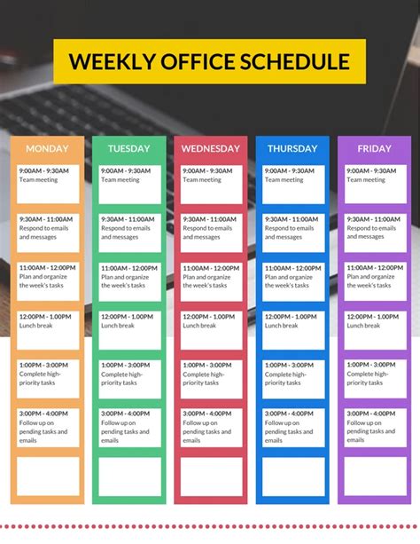 Image result for Daily Office Schedule Template