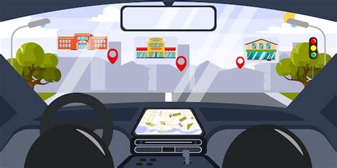 Premium Vector | Vector illustration of beautiful GPS in car Cartoon ...