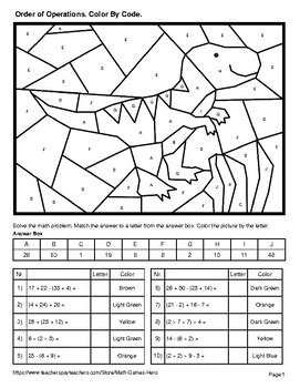 Order of Operations Color Sheet に対する画像結果