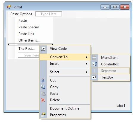 Image result for WinForm Menu