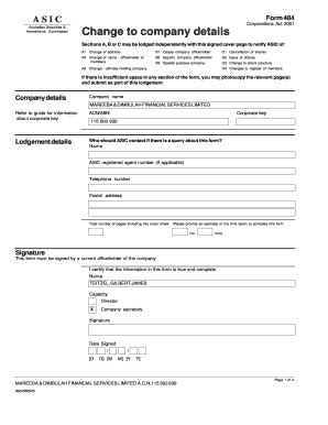 Image result for ASIC Form 484 Paper Form