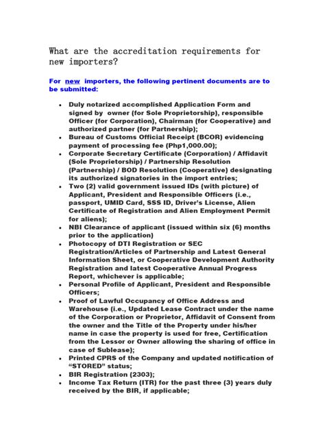 Image result for Sample of Application Form of Importer Accreditation