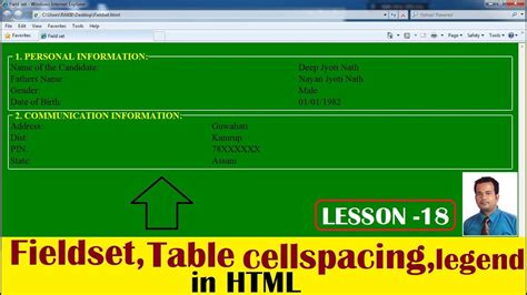Toradh íomhá ar Use of FieldSet Tag in HTML