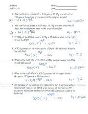 Image result for Half-Life Formul for 9th Graders Worksheet Answer Key