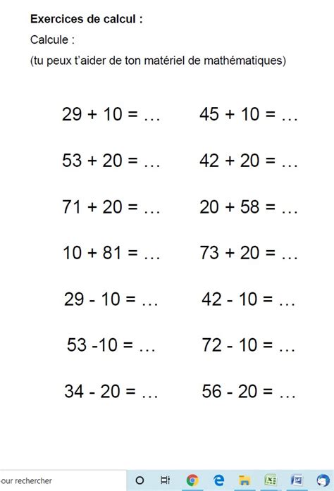 Calcul Mental CE1 に対する画像結果