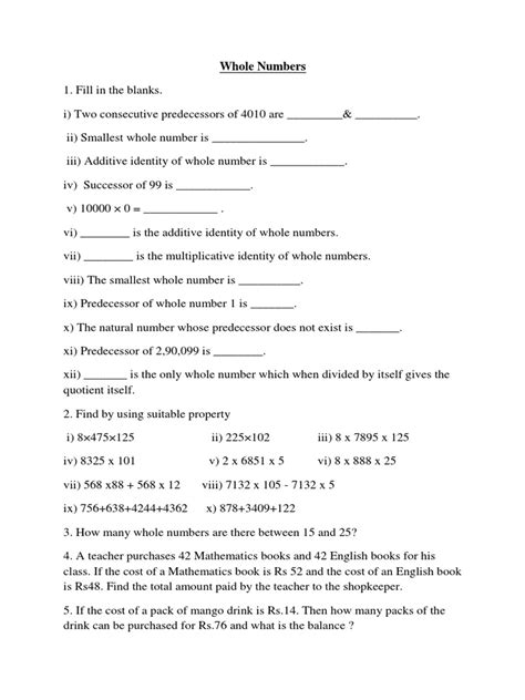 Image result for Class 6 Whole Numbers Concept Map