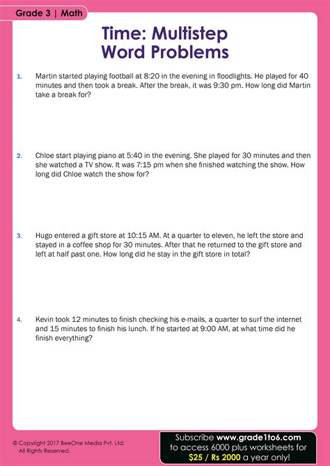 Image result for Time Word Problems Grade 2 Worksheets