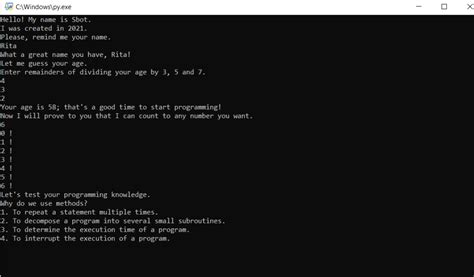 Toradh íomhá ar Python Chatbot Code Example