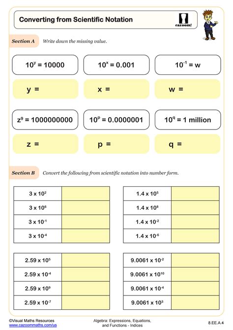 Toradh íomhá ar Scientific Notation Worksheet