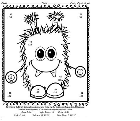 Subtraction Coloring Worksheets 3rd Grade に対する画像結果