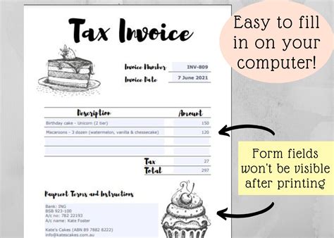 Image result for Example of a Invoice for a Cake UK
