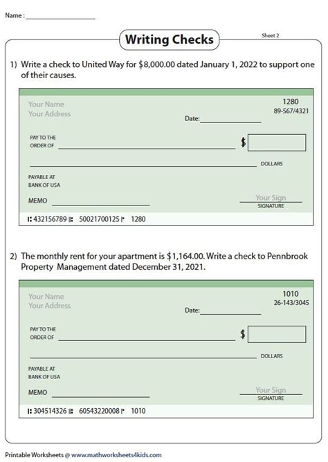 How to Write a Check Worksheet に対する画像結果