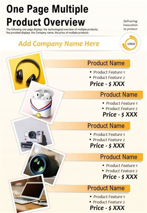 Image result for Product Overview One Page Presentation Slide Example