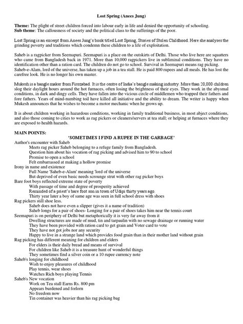 Image result for Mind Map of Lost Spring for Project Class 12