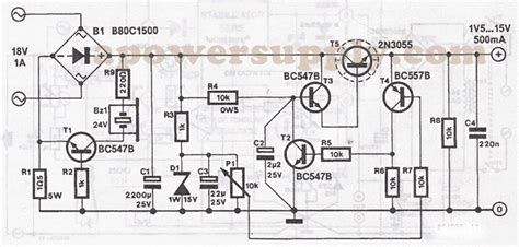 Image result for Adjustable Power Supply with Transistor 2N3055