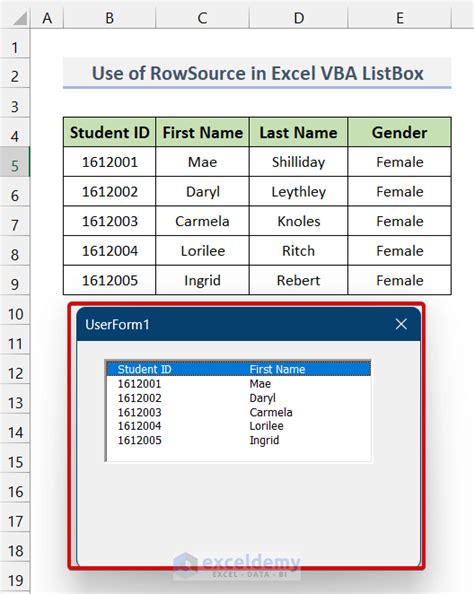 Image result for ListBox Showing Data in Different Worksheet