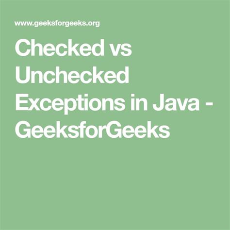 Afbeeldingsresultaten voor Java Checked Exception vs Unchecked Exception