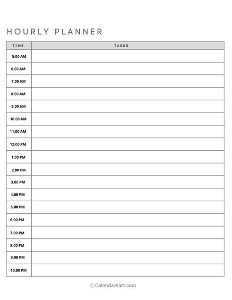 Free Printable Hourly Planner Template