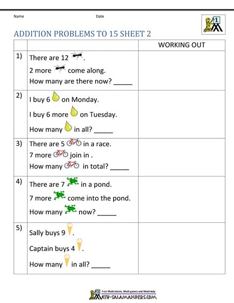Image result for 1st Grade Math Problems Worksheets