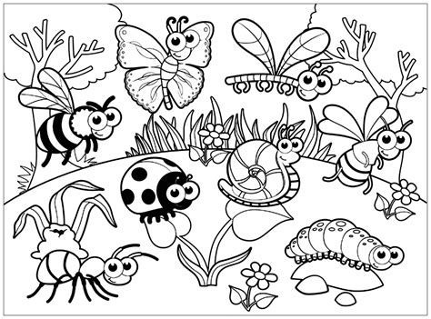 Spring Kid Coloring Pages Bugs కోసం చిత్ర ఫలితం