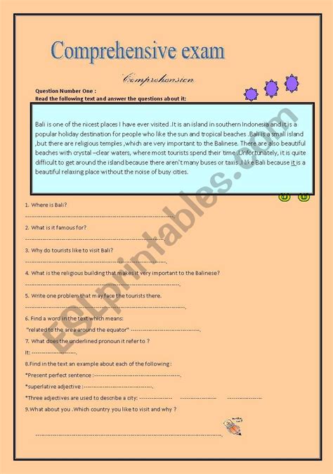 Image result for Comprehensive Exam Sample with Answer