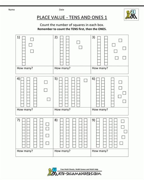 Toradh íomhá ar Place Value Worksheets First Grade Free