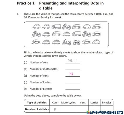 Representing Data Worksheet に対する画像結果
