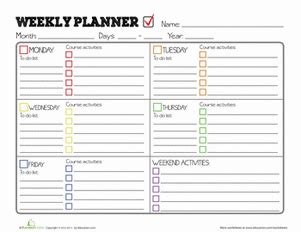 3rd Grade Homework Planner に対する画像結果