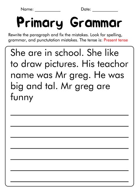Image result for Grammar Correction Worksheets 3rd Grade