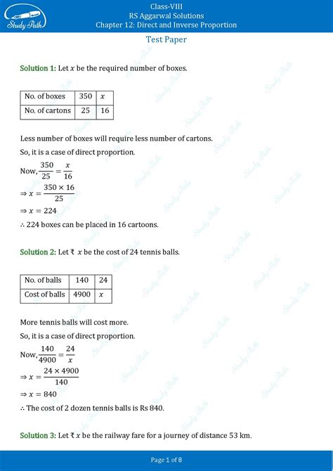 Afbeeldingsresultaten voor Direct and Inverse Proportion Sample Paper PDF