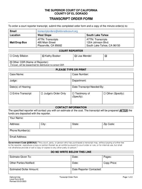 Image result for Court Transcript Request Form