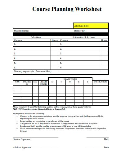 Image result for Course Planning Worksheet