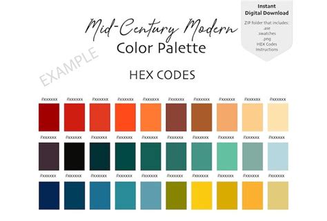Mid Century Modern Color Palette Hex Code に対する画像結果