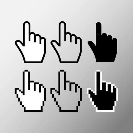 Hand mouse cursor icon. Pointer hand cursor icons, Black, white and ...