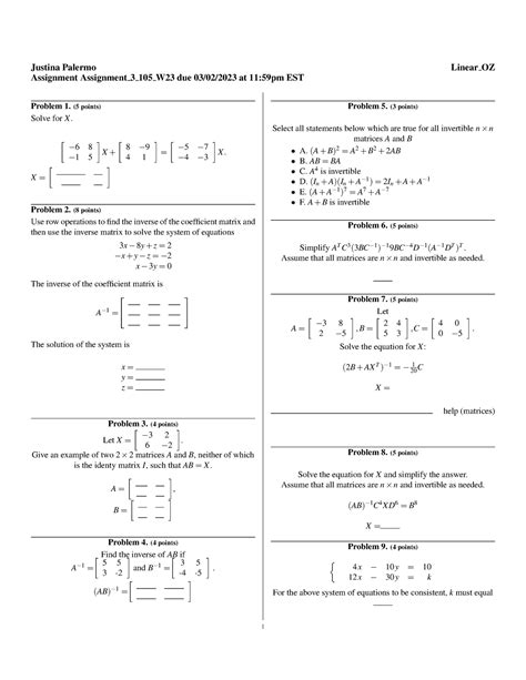Image result for Linear Algebra Practice Questions