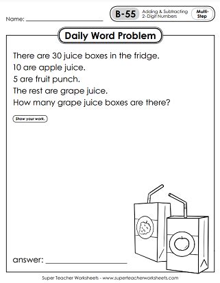 Math Word Problems 2nd Grade Free Printable に対する画像結果