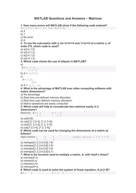 Image result for Question Paper On Matlab PDF