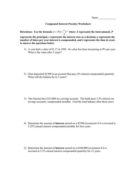 Image result for Compound Interest Practice Worksheet