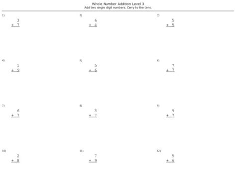Image result for Whole Number Addition Worksheet PDF