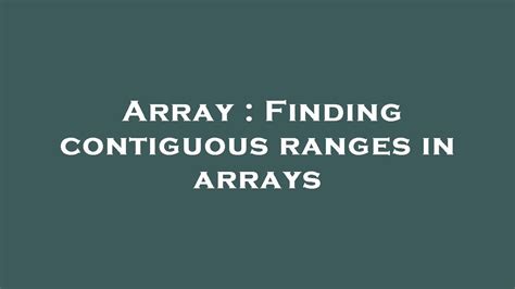 Image result for Array Contigeous