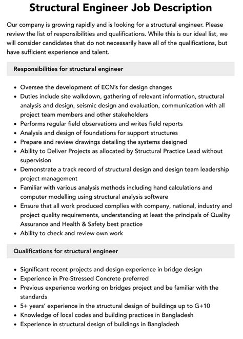 Image result for Structural Designer Sample Job Profile