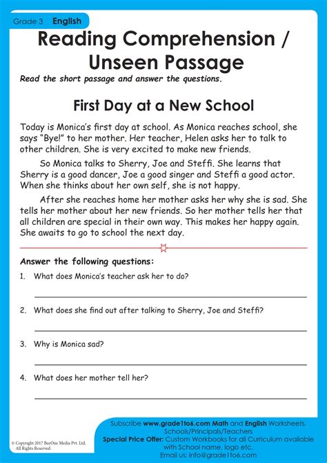 Reading Comprehension Worksheet に対する画像結果