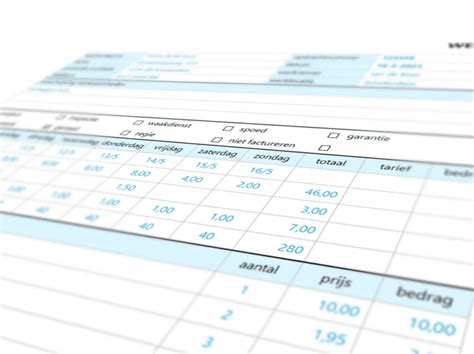 Image result for Werkbon Voorbeeld Excel