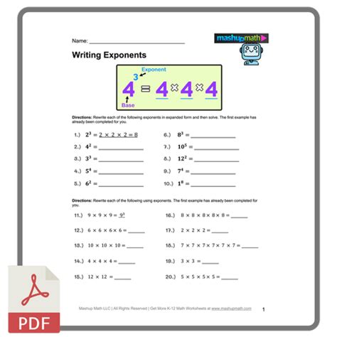 Image result for Square D Exponents Worksheets