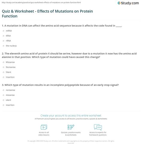 Image result for Protein Synthesis Mutations Worksheet
