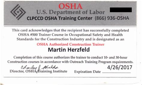 Image result for OSHA Card Example