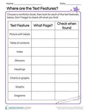 Image result for Identifying Text Features Worksheet