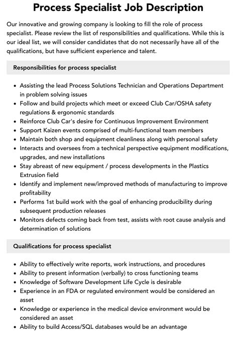 Image result for Process Technology Job Description