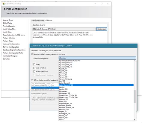 Image result for Collation SQL Setup